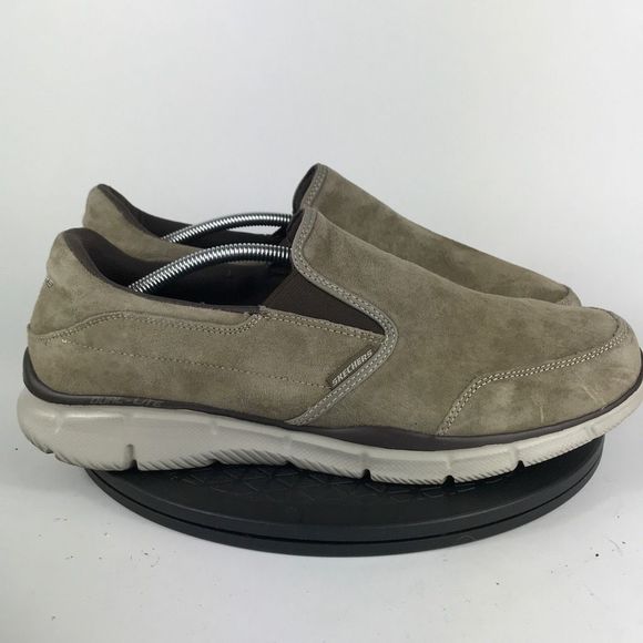Skechers Equalizer Brown Suede Slip On Comfort Shoes 51502 Men’s Size 13 - Picture 4 of 12